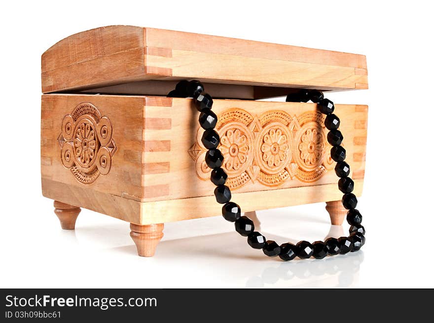 Wooden Casket With Jewelry