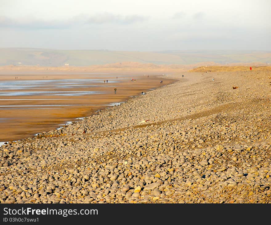 The pebble ridge in Westward Ho! Devon