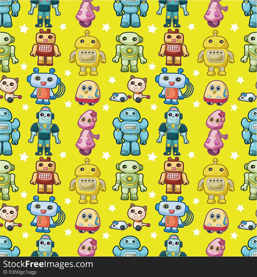 Seamless robot pattern, drawing