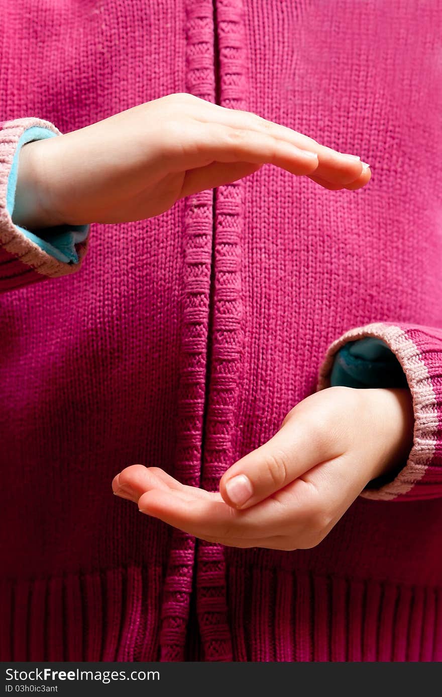 Little child hands open.Studio shot