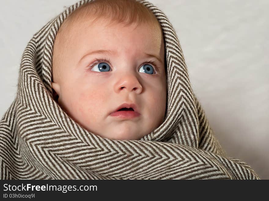 Closeup portrait of cute baby girl