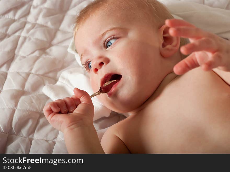 Closeup portrait of cute baby girl