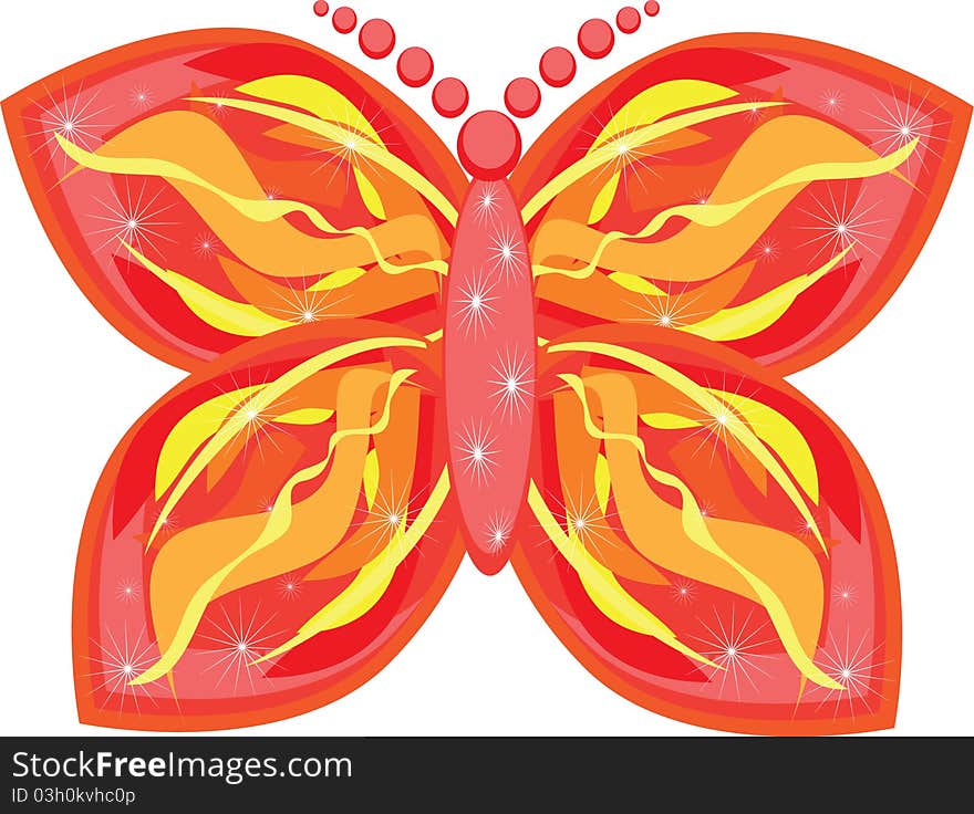 Fire Butterfly On Isolated Background