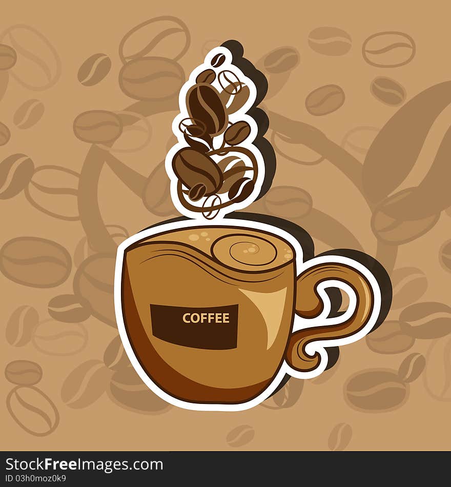 Vector picture with coffee cup and steam