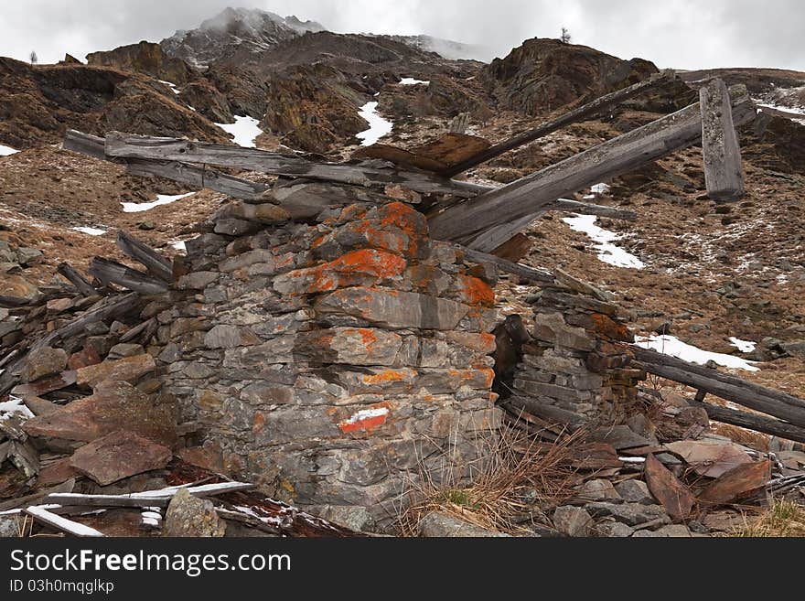 Ruins of an ancient refuge in the mountains. Ruins of an ancient refuge in the mountains