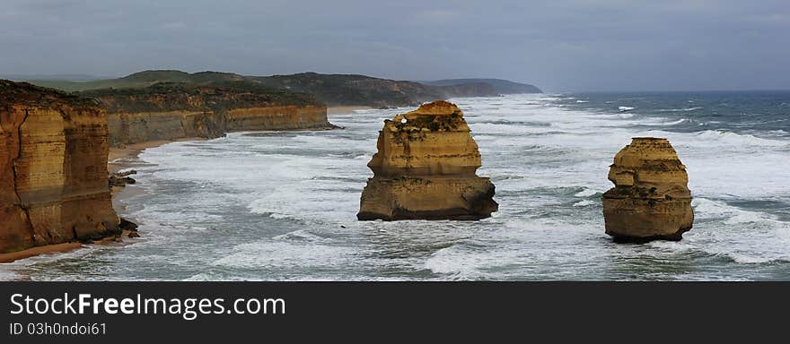 Stormy weather at the Twelve Apostle, Port Campbell National Park, in Victoria, Australia. Stormy weather at the Twelve Apostle, Port Campbell National Park, in Victoria, Australia.