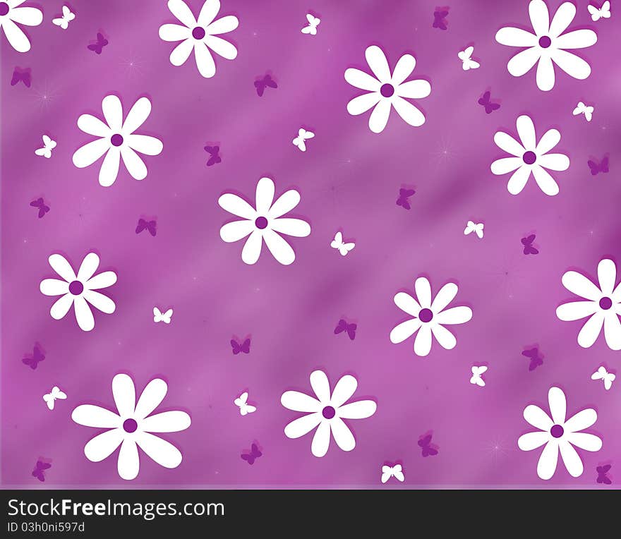 Violet wallpaper with white flowers. Violet wallpaper with white flowers