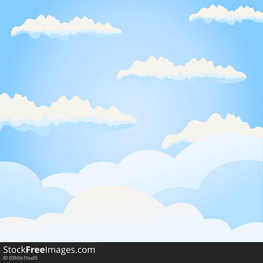 The blue sky and clouds on it. A  illustration