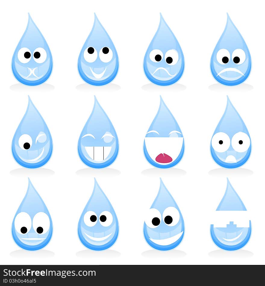 Blue drop of water and smile. A illustration. Blue drop of water and smile. A illustration