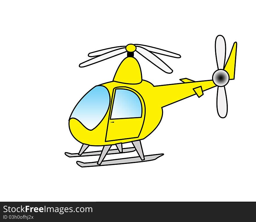 Yellow helicopter on a white background