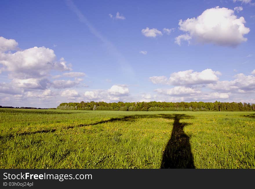 Summer landscape with shadow