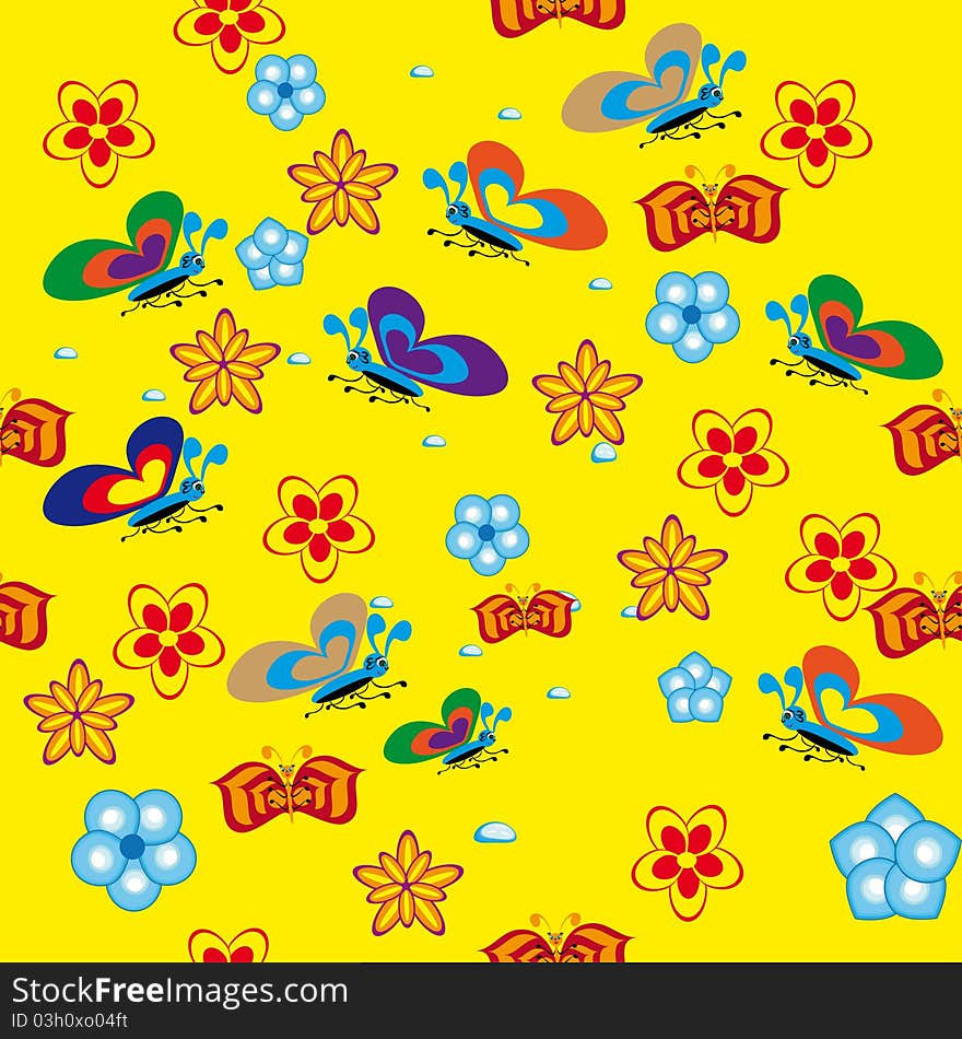 Cheerful children wallpaper. Vector Illustration