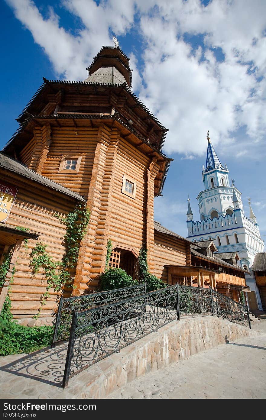 Russian orthodox wooden church in kremlin in Izmailovo (Moscow). Russian orthodox wooden church in kremlin in Izmailovo (Moscow)