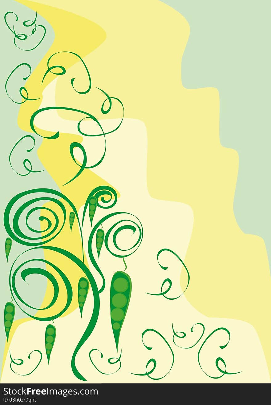 Abstract floral ornament  with green peas. Illustration. Abstract floral ornament  with green peas. Illustration.