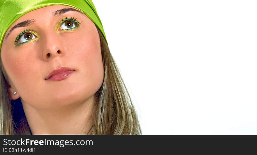 Portrait beautiful girl with a scarf