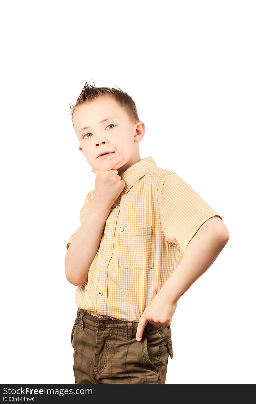 Portrait of a adorable boy isolated on white