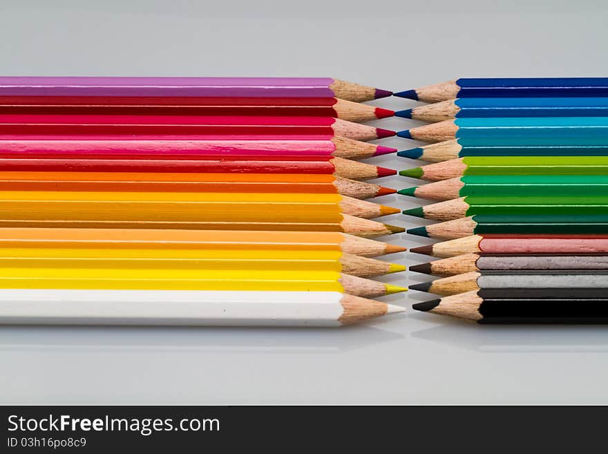 Line up of warm and cold color from pencil color. Line up of warm and cold color from pencil color