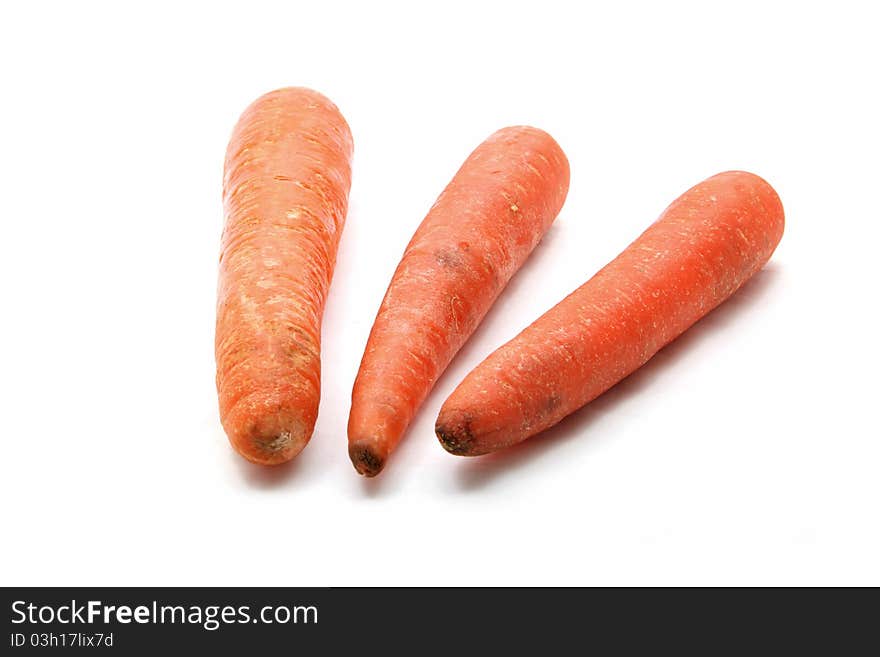 Studio shot of organic fresh carrot isolated on white background