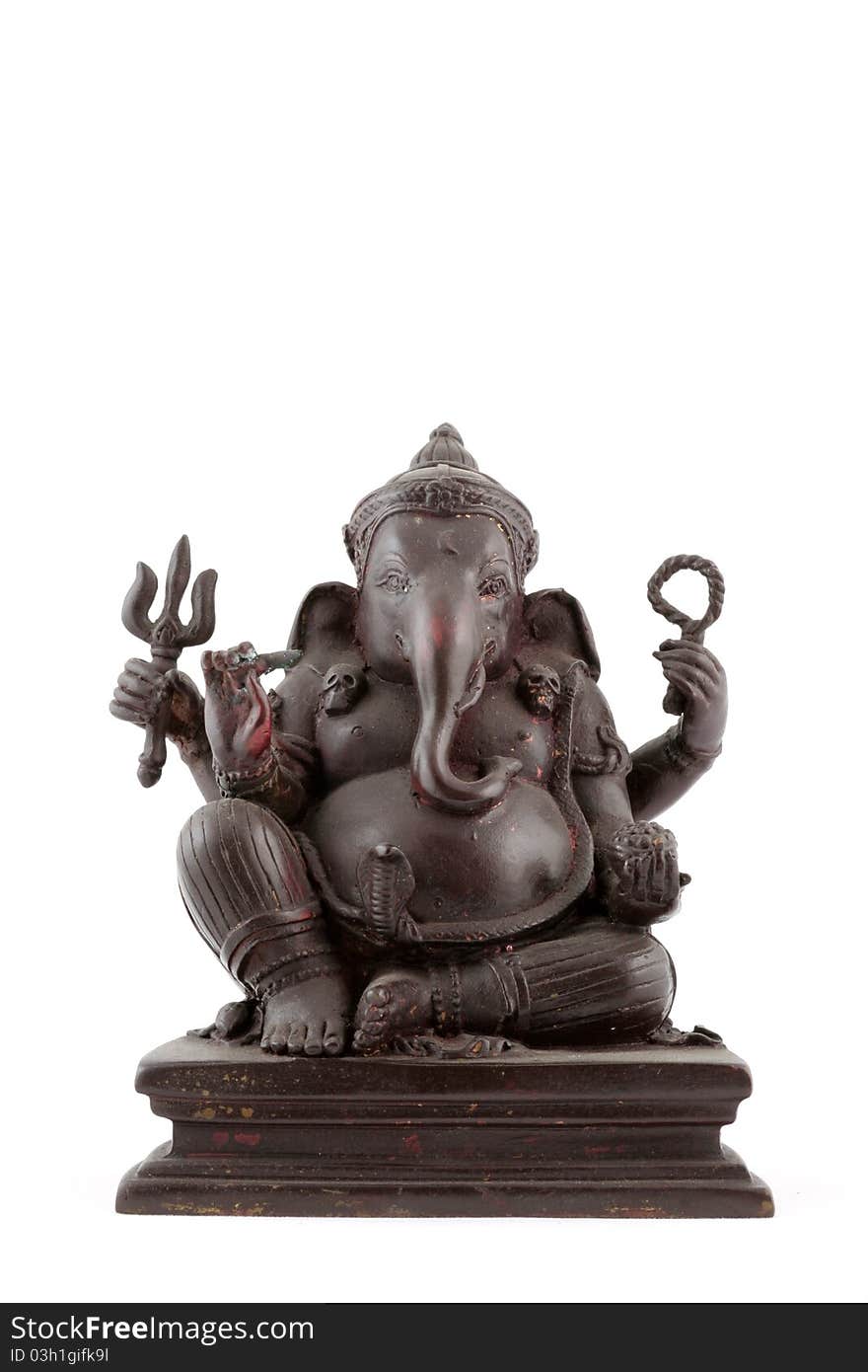 Elephant-headed god statue in white background