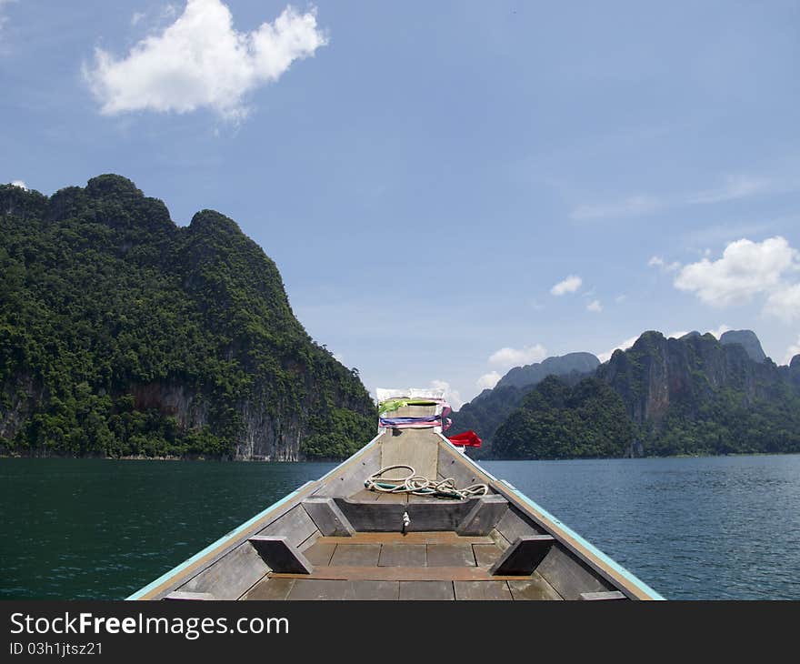 Moving boat at dam