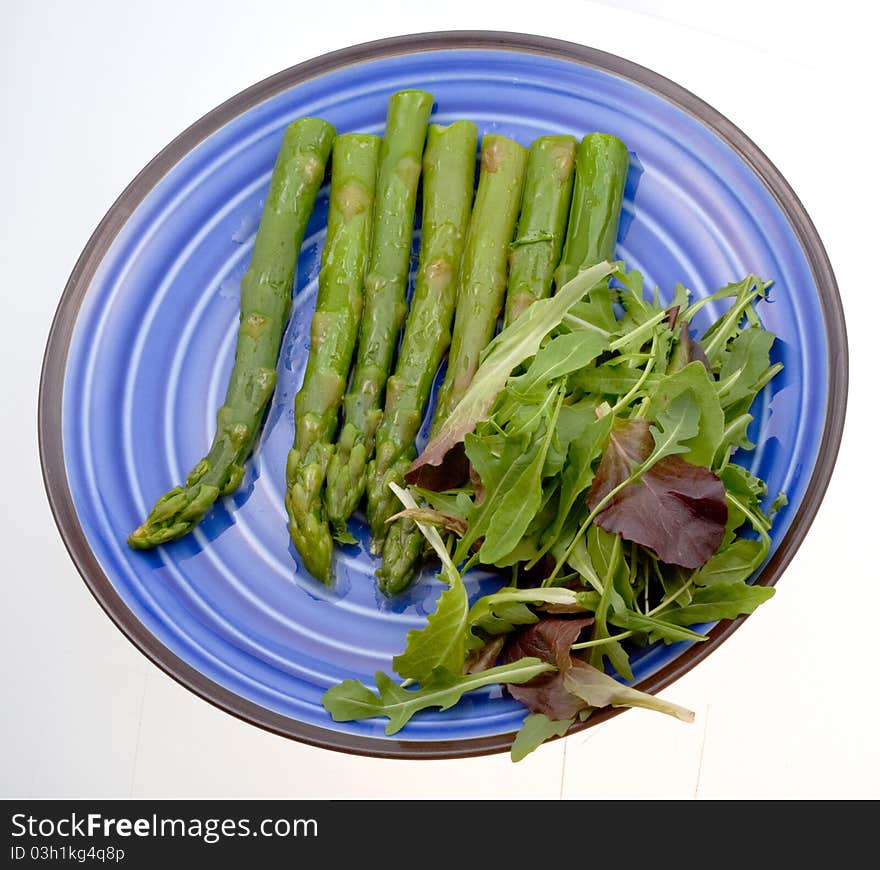 Boiled green asparagus