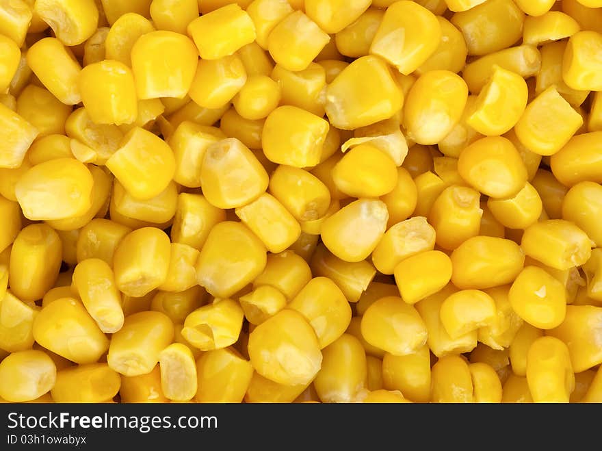 Food background: prepared corn grains