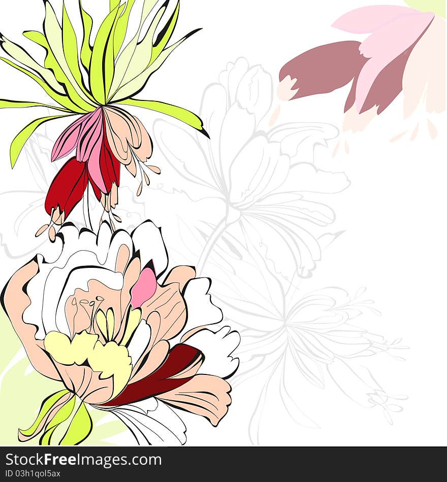 Floral background, Universal template for valentine's card and other design