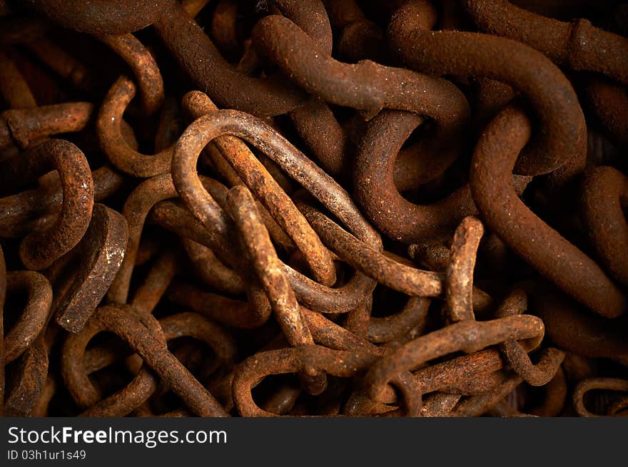 Rusty chains texture close up