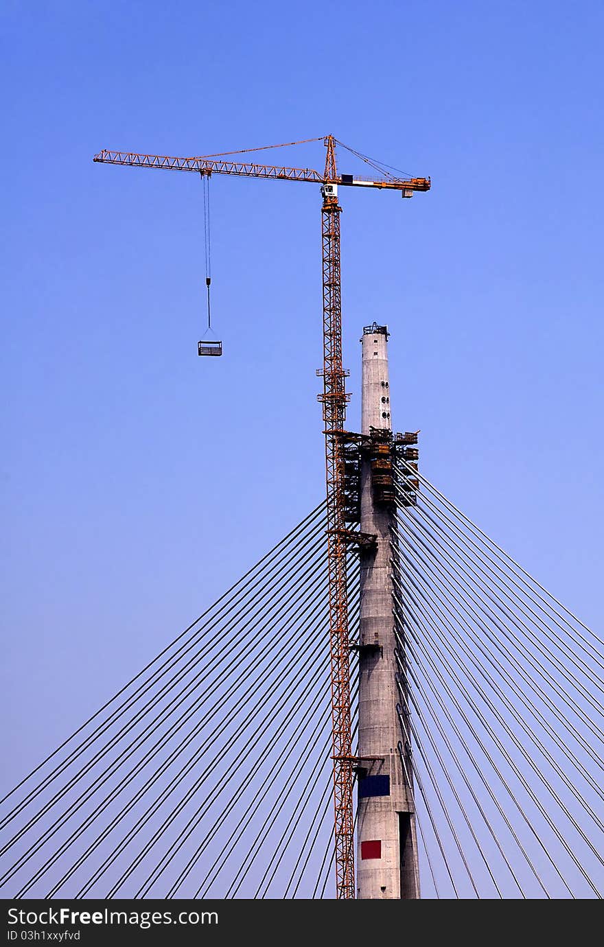 Belgrade pylon opposite blue sky