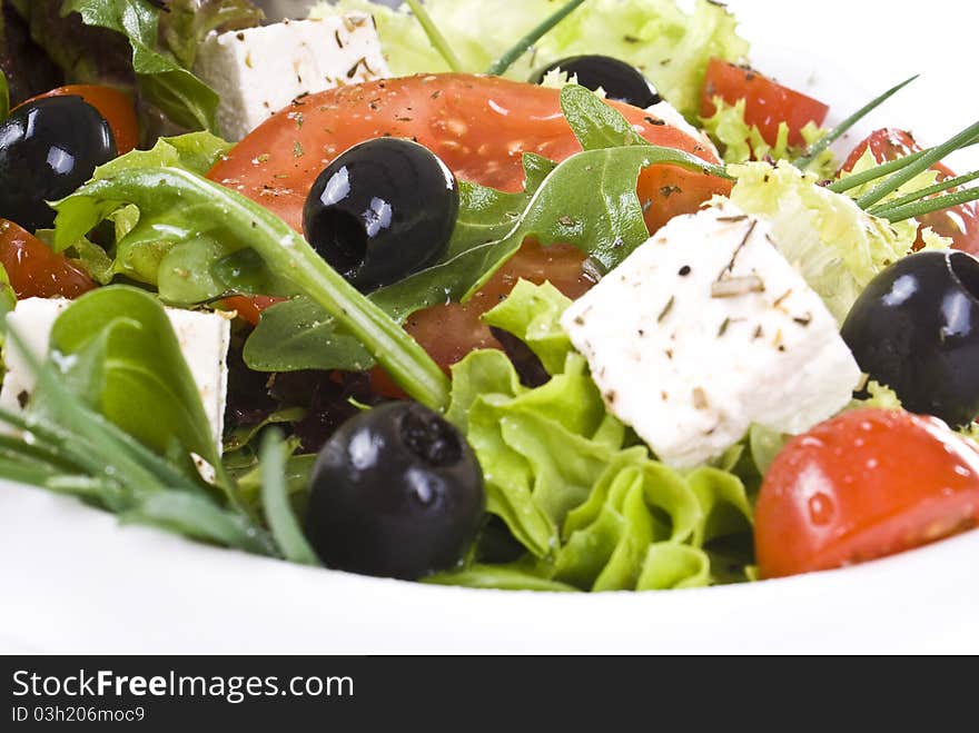 Closeup of freshly made vegetable salad