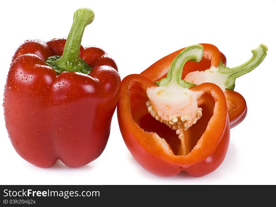 Red peppers isolated on white background