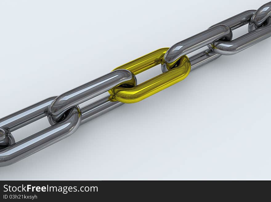 Chrome chain with one yellow link