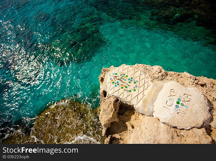 Jumping Point On The Rock Over Sea