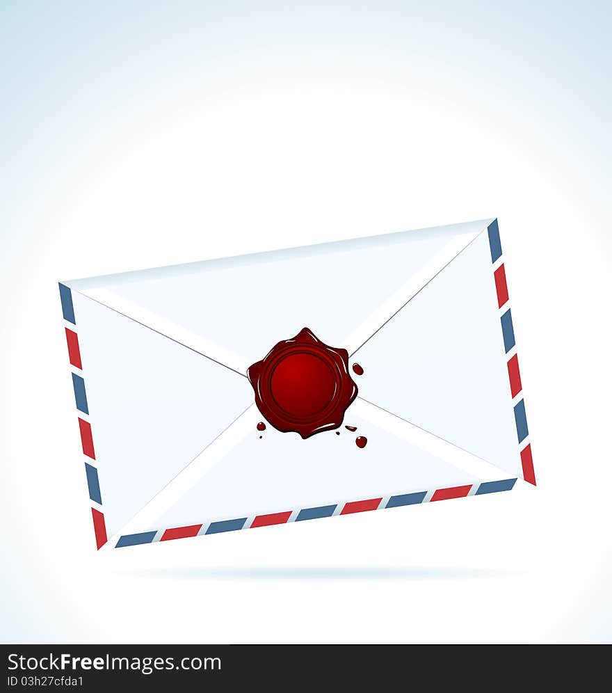 Illustration of the closed letter fastened by red sealing wax - vector