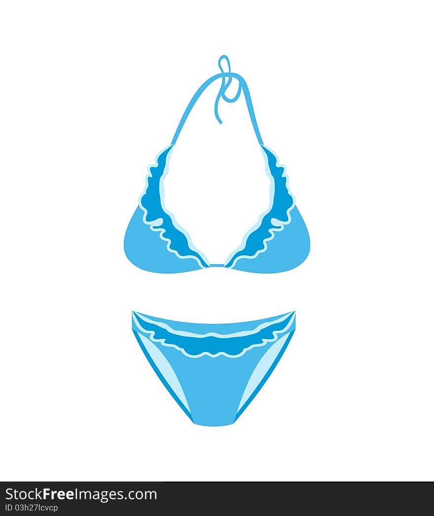 Illustration blue female swimsuit isolated - vector