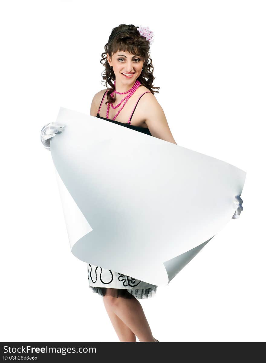 Brunette with a sheet of paper