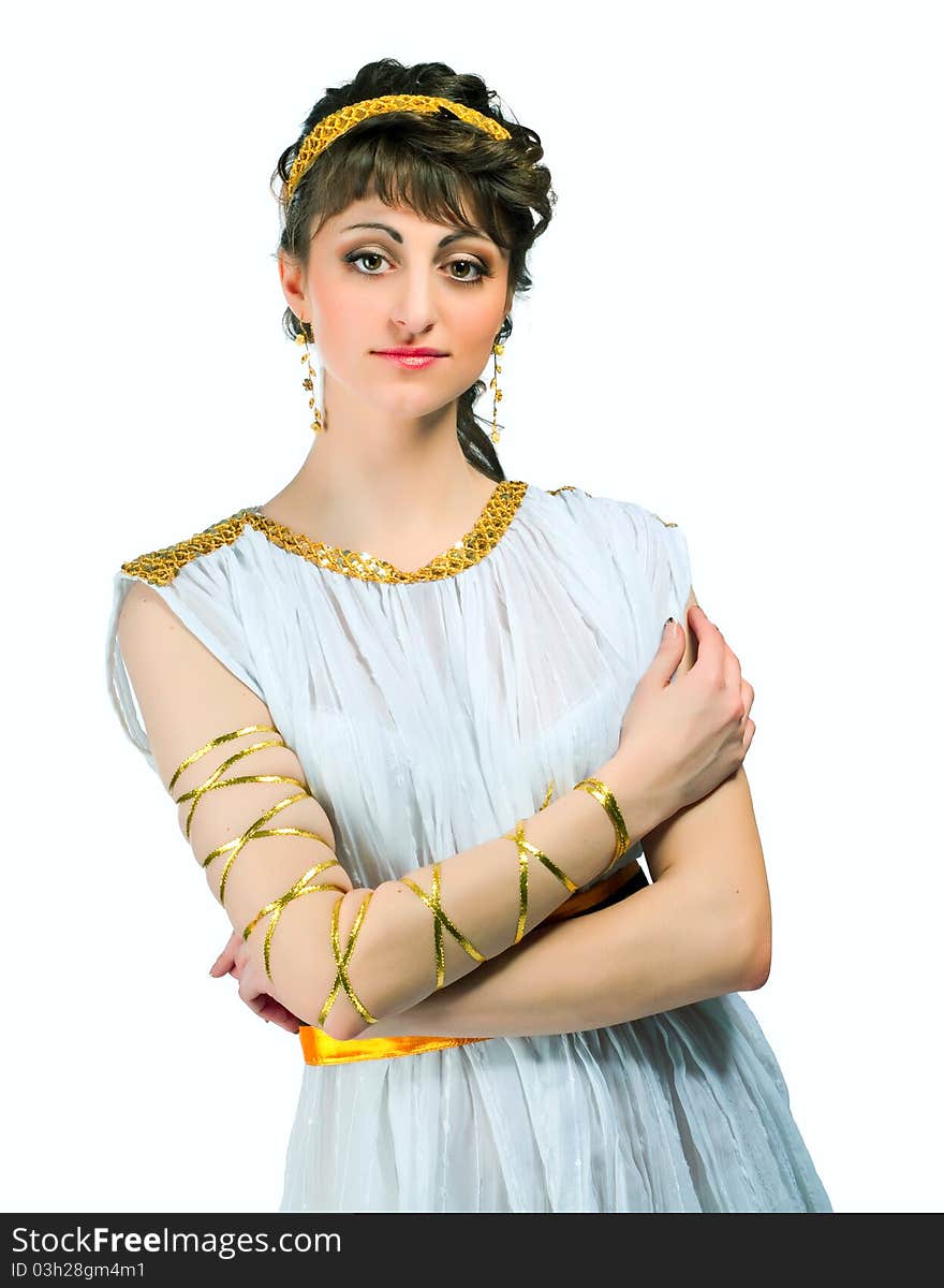 Greek girl isolated on a white background. Greek girl isolated on a white background