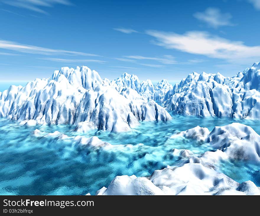 Illustration of antartica with blue sky. Illustration of antartica with blue sky