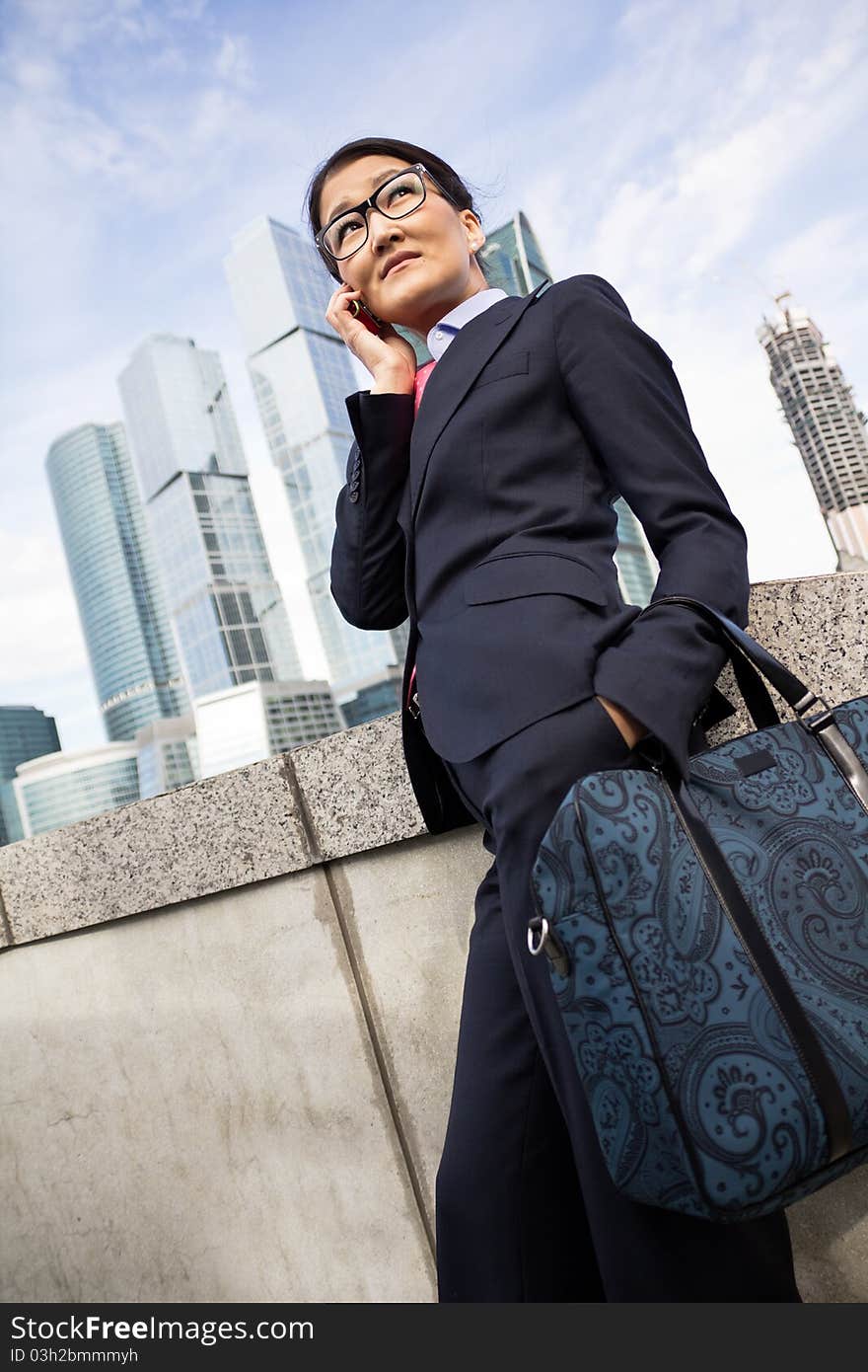 Businesswoman, Skyscraper Background