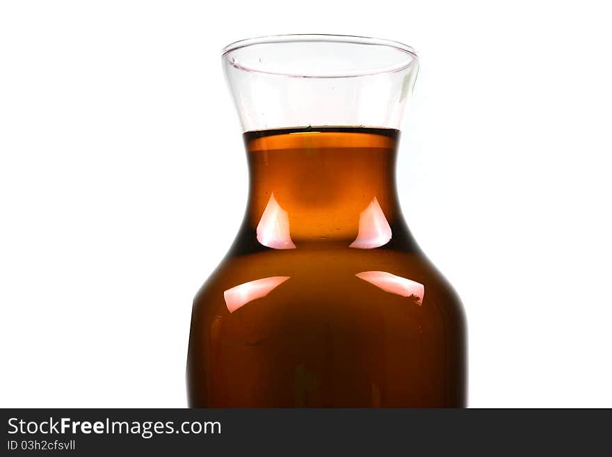 Apple juice bottle isolated over white background.