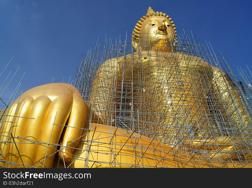 Golden Buddha Statue Under Construction