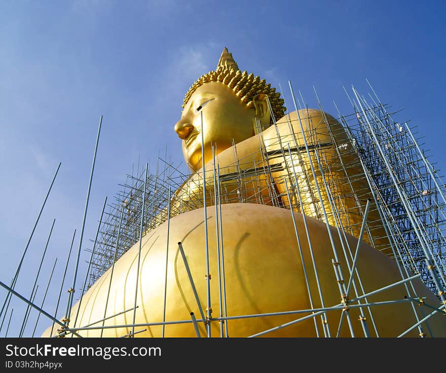 Golden Buddha Statue Under Construction