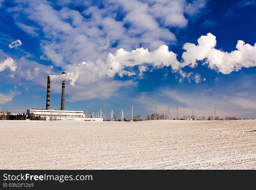 Factory in a winter season