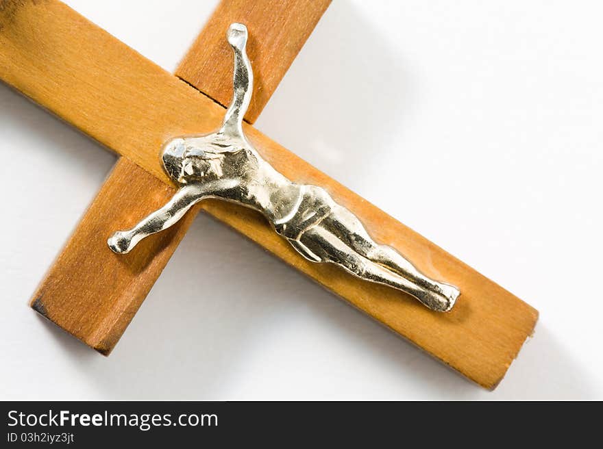 Crucifixion on a wooden cross (not isolated)