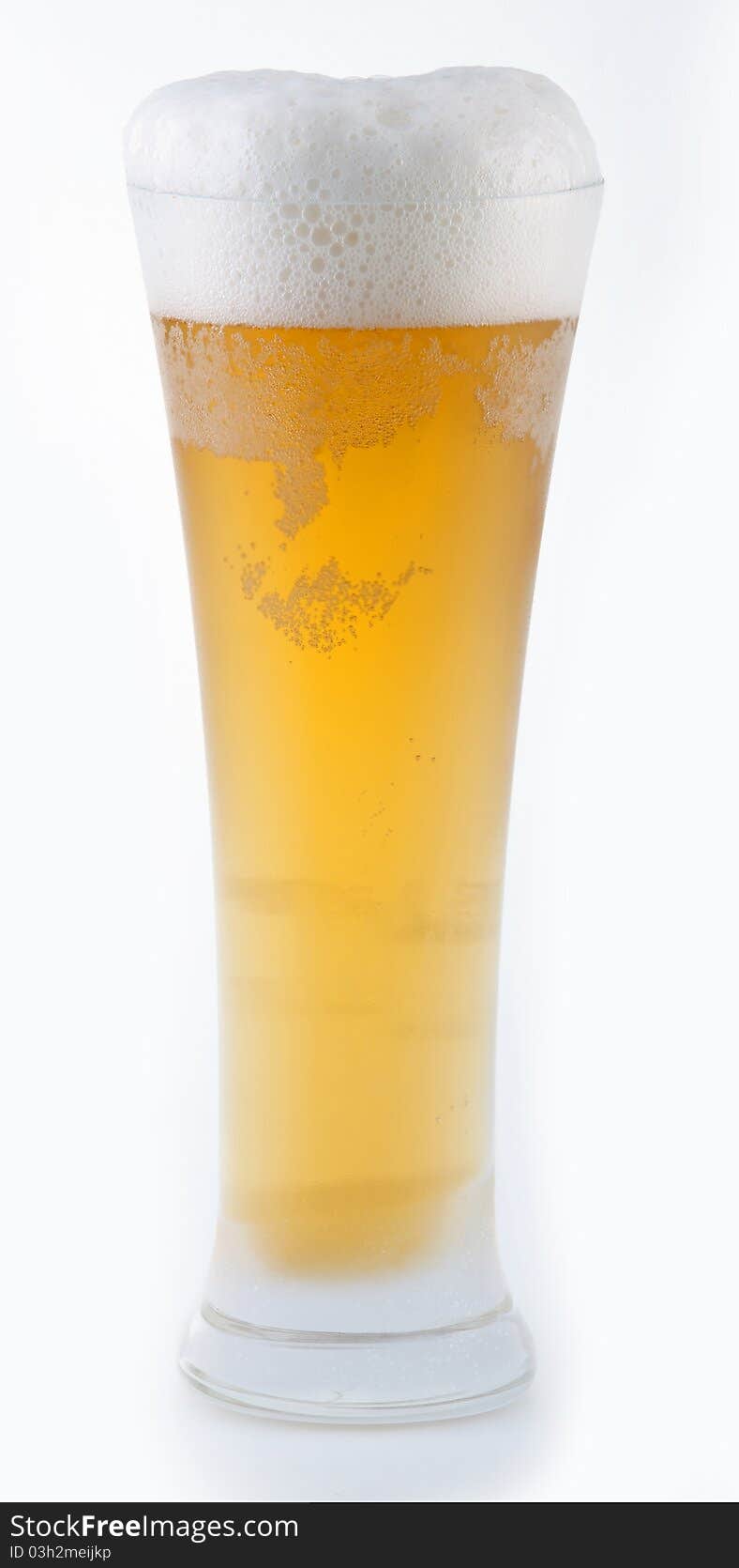 Frozen glass with light beer. Frozen glass with light beer