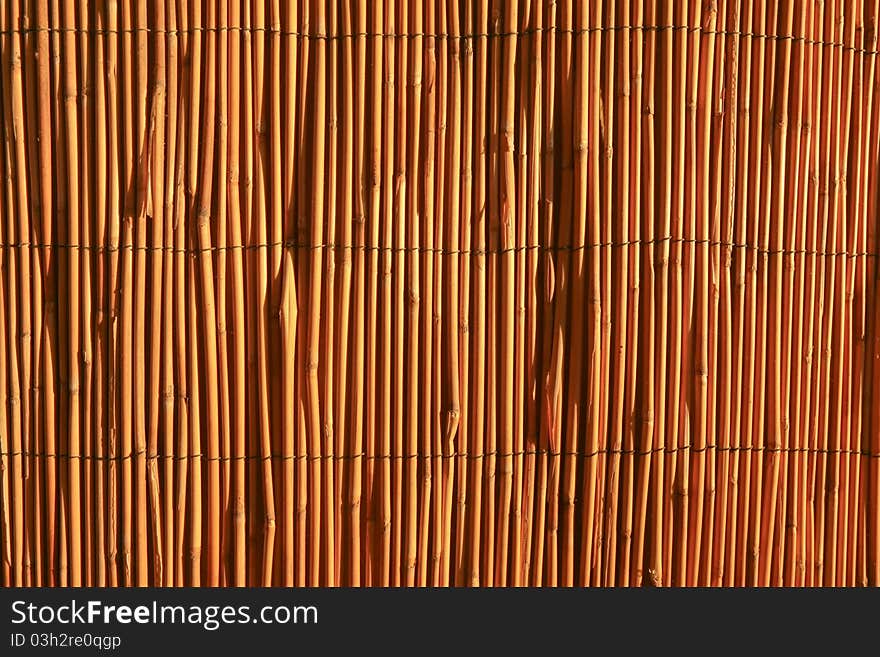 Abstract reed yellow fence on the wall. Abstract reed yellow fence on the wall