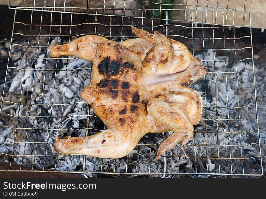 Barbecue chicken on the chargrill