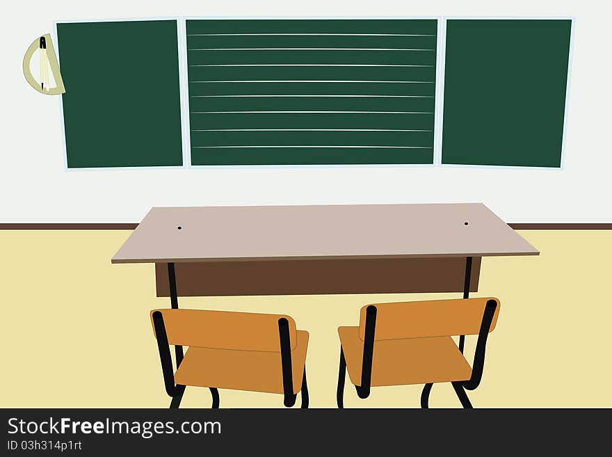 Vector illustration of empty school class