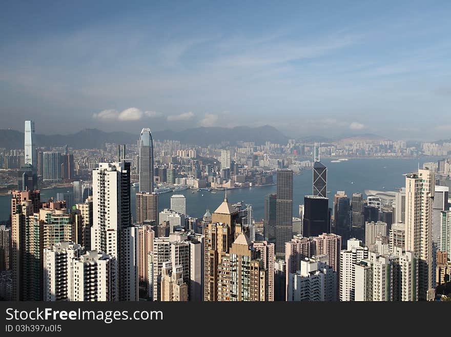 Hong Kong panorama from famous The Peak