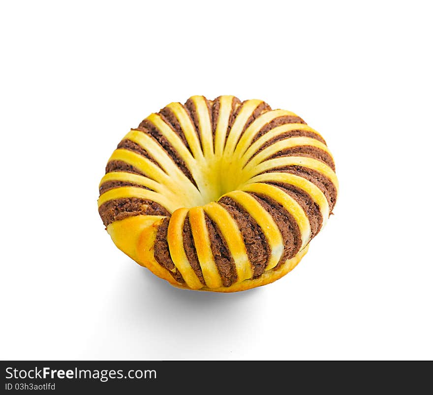 loaf of bun with chocolate isolated on white background